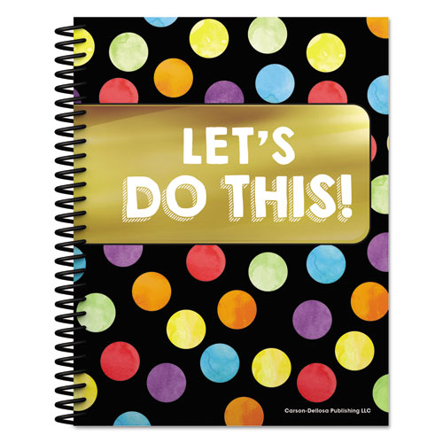 Picture of Teacher Planner, Weekly/Monthly, Two-Page Spread (Seven Classes), 10.88 x 8.38, Balloon Theme, Black Cover