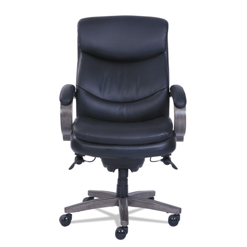 Picture of Woodbury High-Back Executive Chair, Supports Up to 300 lb, 20.25" to 23.25" Seat Height, Black Seat/Back, Weathered Gray Base