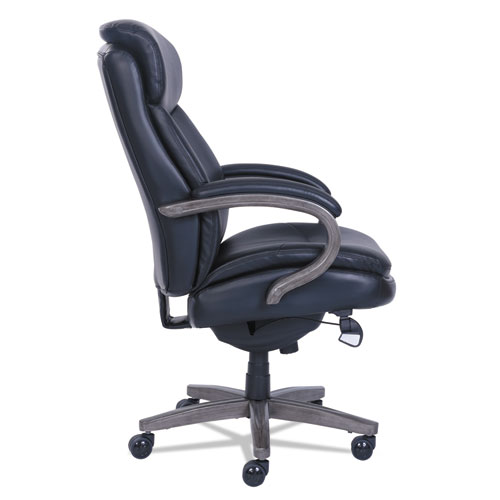 Picture of Woodbury High-Back Executive Chair, Supports Up to 300 lb, 20.25" to 23.25" Seat Height, Black Seat/Back, Weathered Gray Base