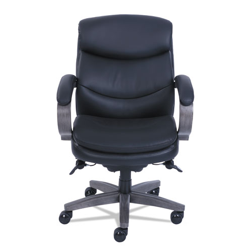 Picture of Woodbury Mid-Back Executive Chair, Supports Up to 300 lb, 18.75" to 21.75" Seat Height, Black Seat/Back, Weathered Gray Base