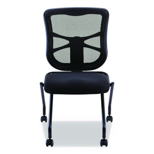 Picture of Alera Elusion Mesh Nesting Chairs, Supports Up to 275 lb, 18.1" Seat Height, Black Seat, Black Back, Black Base, 2/Carton