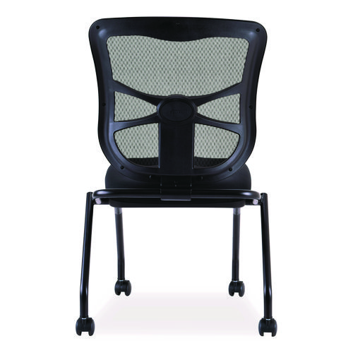 Picture of Alera Elusion Mesh Nesting Chairs, Supports Up to 275 lb, 18.1" Seat Height, Black Seat, Black Back, Black Base, 2/Carton