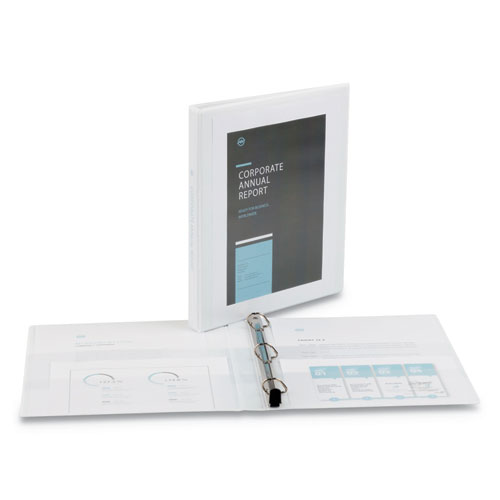 Picture of Heavy-Duty View Binder with DuraHinge and One Touch Slant Rings, 3 Rings, 0.5" Capacity, 11 x 8.5, White