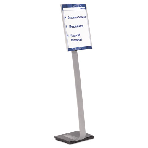 Picture of Info Sign Duo Floor Stand, Tabloid-Size Inserts, 15 x 50, Clear