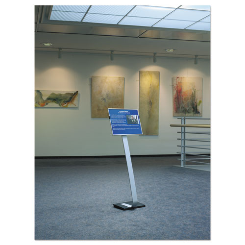 Picture of Info Sign Duo Floor Stand, Tabloid-Size Inserts, 15 x 50, Clear