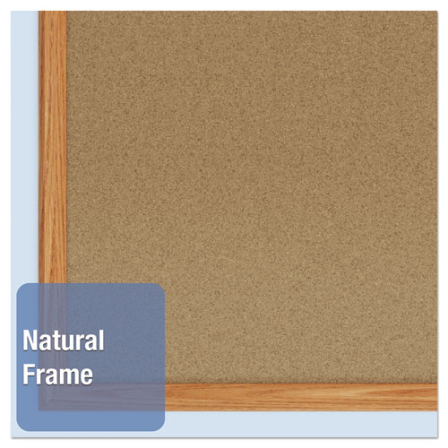 Picture of Economy Cork Board with Oak Frame, 48" x 36", Tan Surface, Oak Finished Fiberboard (MDF) Frame