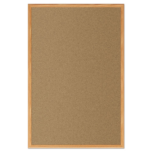 Picture of Economy Cork Board with Oak Frame, 48" x 36", Tan Surface, Oak Finished Fiberboard (MDF) Frame