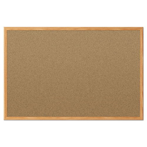 Picture of Economy Cork Board with Oak Frame, 48" x 36", Tan Surface, Oak Finished Fiberboard (MDF) Frame