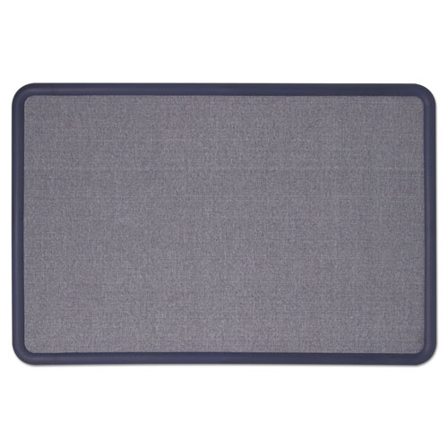 Picture of Contour Fabric Bulletin Board, 36" x 24", Light Blue Surface, Navy Blue Plastic Frame