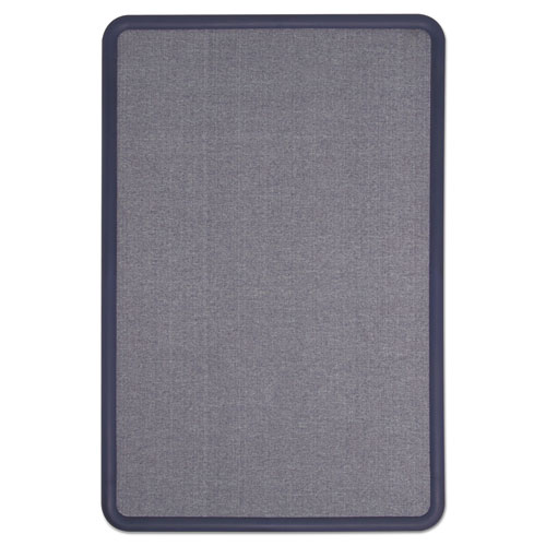 Picture of Contour Fabric Bulletin Board, 36" x 24", Light Blue Surface, Navy Blue Plastic Frame