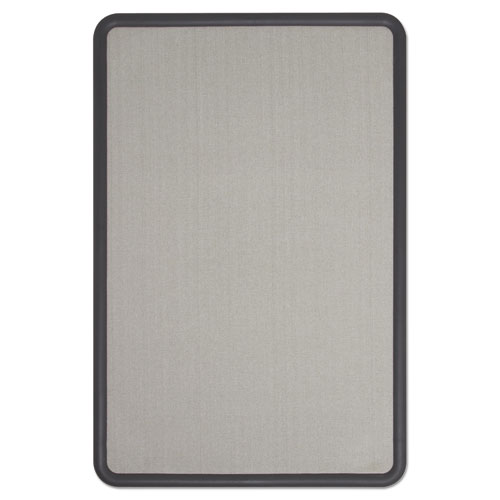 Picture of Contour Fabric Bulletin Board, 36" x 24", Gray Surface, Black Plastic Frame