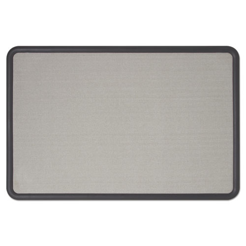 Picture of Contour Fabric Bulletin Board, 36" x 24", Gray Surface, Black Plastic Frame