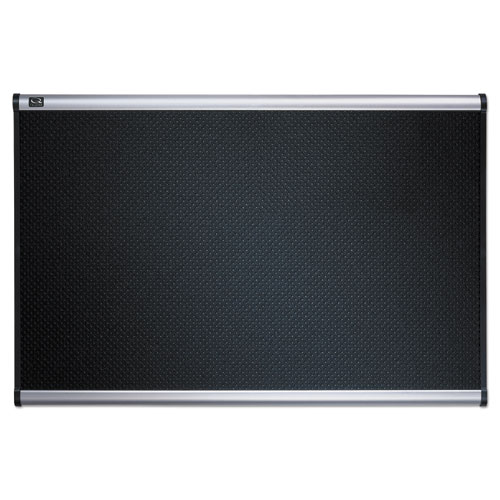 Picture of Prestige Black Embossed Foam Bulletin Board, 48" x 36", Black Surface, Silver Aluminum/Plastic Frame