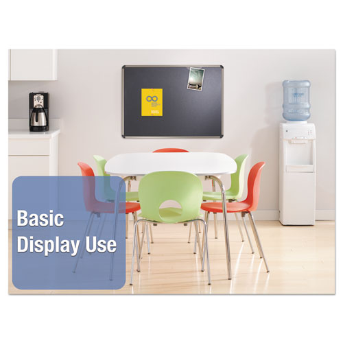 Picture of Prestige Euro Style Black Embossed Foam Bulletin Board, 48" x 34.44", Black Surface, Euro Titanium Finished Aluminum Frame
