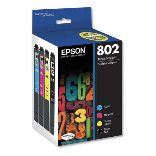 Picture of T802120-BCS (802) DURABrite Ultra Ink, 650/900 Page-Yield, Black/Cyan/Magenta/Yellow