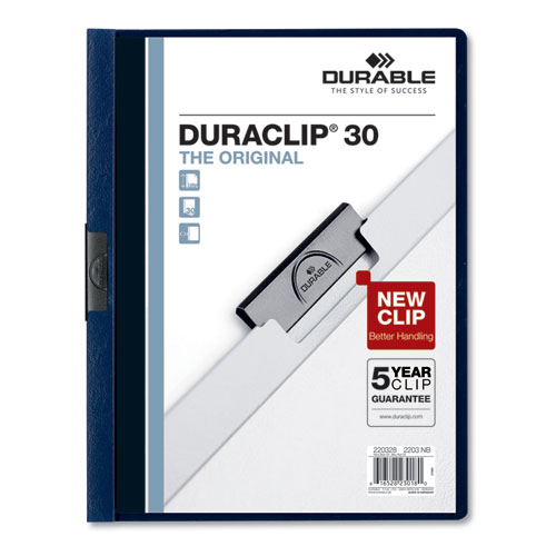 Picture of DuraClip Report Cover, Clip Fastener, 8.5 x 11, Clear/Navy, 25/Box