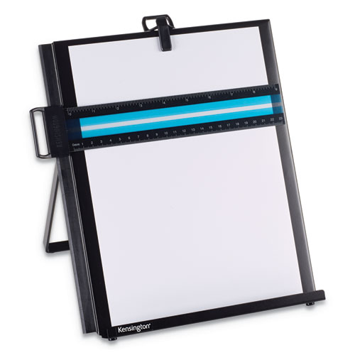 Picture of Letter-Size Freestanding Desktop Copyholder, 40 Sheet Capacity, Stainless Steel, Black