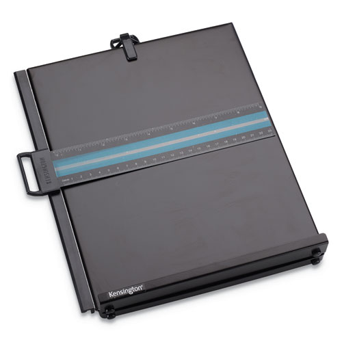 Picture of Letter-Size Freestanding Desktop Copyholder, 40 Sheet Capacity, Stainless Steel, Black