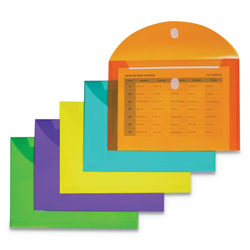 Picture of Reusable Poly Envelope, Hook/Loop Closure, 8.5 x 11, Assorted Colors, 10/Pack