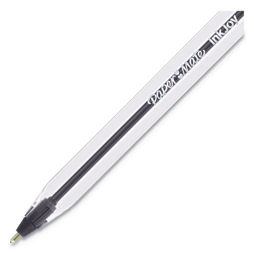 Picture of InkJoy 50ST Ballpoint Pen, Stick, Medium 1 mm, Black Ink, Clear Barrel, Dozen