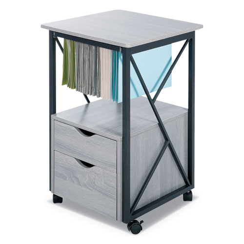 Picture of Mood Storage Pedestals with Open-Format Hanging File Rack, Left or Right, 2 Drawers: Box/File, Gray, 17.75" x 17.75" x 30"