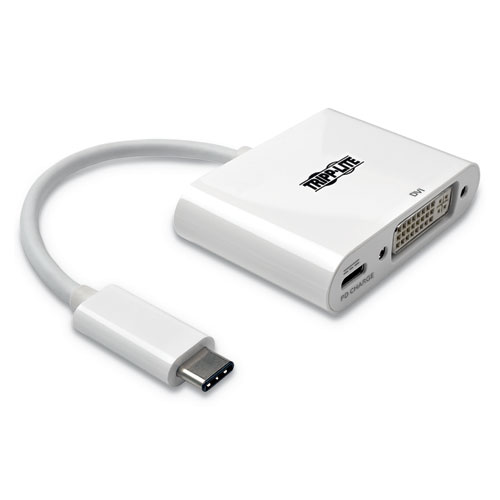 Picture of USB 3.1 Gen 1 USB-C to DVI Adapter, USB-C PD Charging Port, 3", White