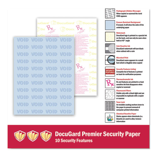 Picture of Medical Security Papers, 24 lb Bond Weight, 8.5 x 11, Blue, 500/Ream