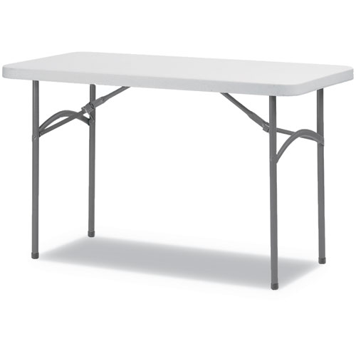 Picture of Rectangular Plastic Folding Table, 48w x 24d x 29.25h, Gray