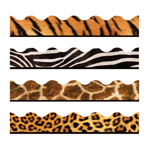 Picture of Terrific Trimmers Print Board Trim, 2.25" x 156 ft, Animal Prints, Assorted Colors/Designs