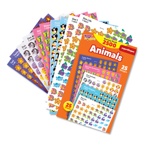 Picture of superSpots and superShapes Sticker Packs, Animal Antics, Assorted Colors, 2,500 Stickers