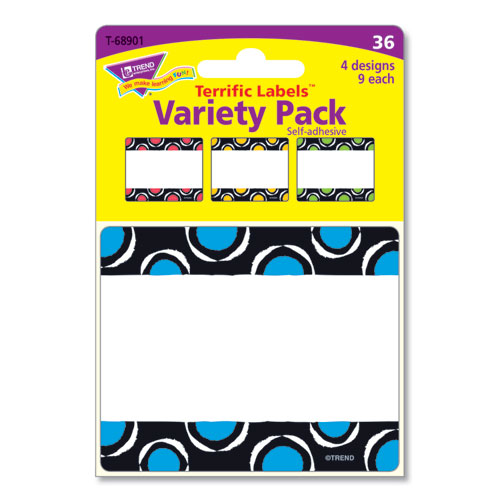 Picture of Terrific Labels Name Tags, Dots Design, 3" x 2.5", Assorted Colors, 36/Pack