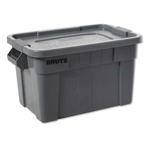Picture of BRUTE Tote with Lid, 14 gal, 27.5" x 16.75" x 10.75", Gray