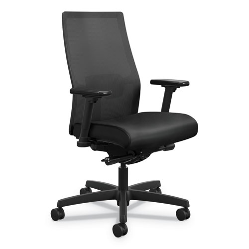 Ignition+2.0+4-Way+Stretch+Mid-Back+Mesh+Task+Chair%2C+Adjustable+Lumbar+Support%2C+Black+Vinyl+Seat%2C+Black+Back%2FBase