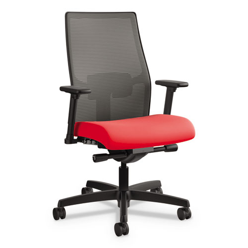 Ignition+2.0+4-Way+Stretch+Mid-Back+Mesh+Task+Chair%2C+Adjustable+Lumbar+Support%2C+Ruby+Seat%2C+Charcoal+Back%2C+Black+Base