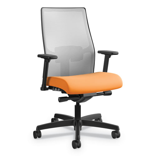 Ignition+2.0+4-Way+Stretch+Mid-Back+Mesh+Task+Chair%2C+Adjustable+Lumbar+Support%2C+Apricot+Seat%2C+Fog+Back%2C+Black+Base