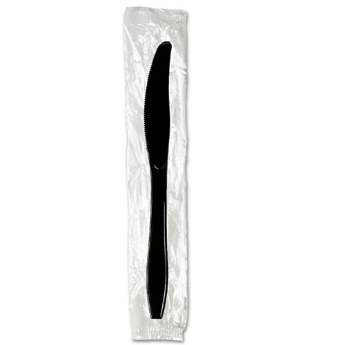 Picture of Individually Wrapped Heavyweight Knives, Polystyrene, Black, 1,000/Carton