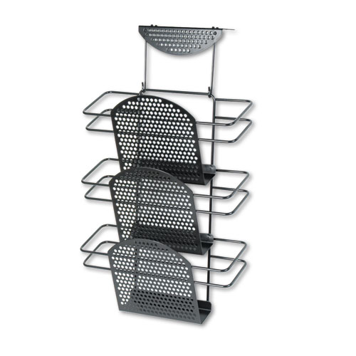 Picture of Perf-Ect Partition Additions Three-Pocket Organizer, 12.5 x 6.75 x 21.38, Over-the-Panel Mount, Black