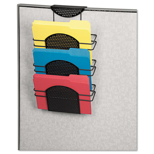 Picture of Perf-Ect Partition Additions Three-Pocket Organizer, 12.5 x 6.75 x 21.38, Over-the-Panel Mount, Black