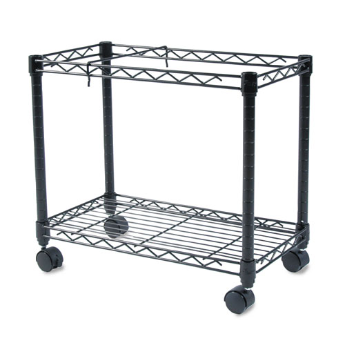 Picture of High-Capacity Rolling File Cart, Metal, 1 Shelf, 2 Bins, 24" x 14" x 20.5", Black