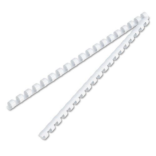 Picture of Plastic Comb Bindings, 3/8" Diameter, 55 Sheet Capacity, White, 100/Pack