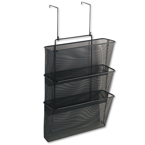Picture of Mesh Partition Additions Three-File Pocket Organizer, 12.63 x 8.25 x 23.25, Over-the-Panel/Wall Mount, Black