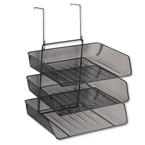 Picture of Mesh Partition Additions Three-Tray Organizer, 11.13 x 14 x 14.75, Over-the-Panel/Wall Mount, Black