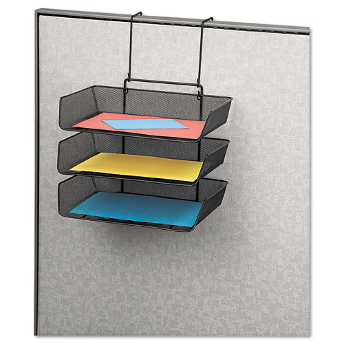 Picture of Mesh Partition Additions Three-Tray Organizer, 11.13 x 14 x 14.75, Over-the-Panel/Wall Mount, Black