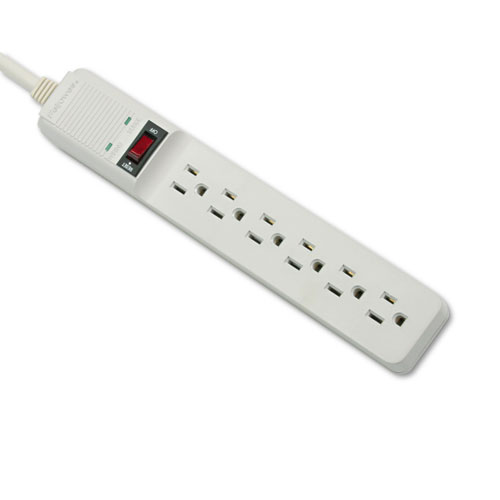 Picture of Basic Home/Office Surge Protector, 6 AC Outlets, 15 ft Cord, 450 J, Platinum