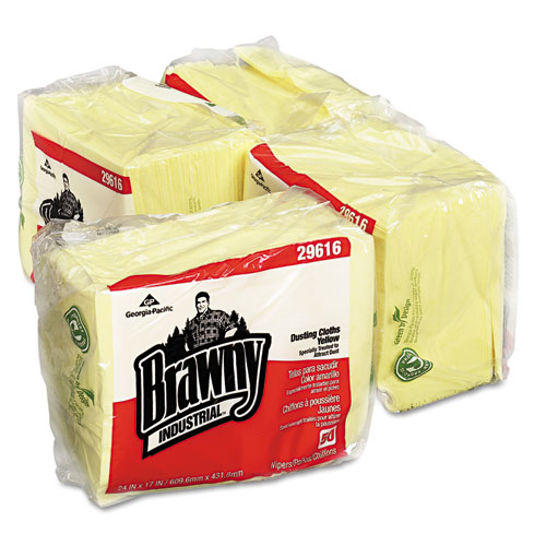 Picture of Dusting Cloths Quarterfold, 17 x 24, Unscented, Yellow, 50/Pack, 4 Packs/Carton