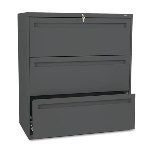 Picture of Brigade 700 Series Lateral File, 3 Legal/Letter-Size File Drawers, Charcoal, 36" x 18" x 39.13"