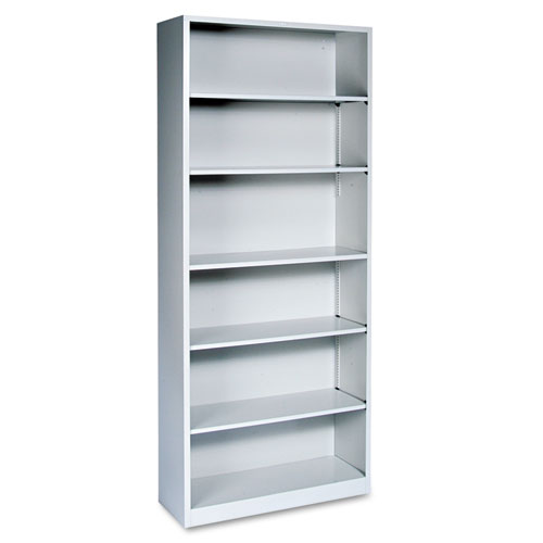 Metal+Bookcase%2C+Six-Shelf%2C+34.5w+x+12.63d+x+81.13h%2C+Light+Gray
