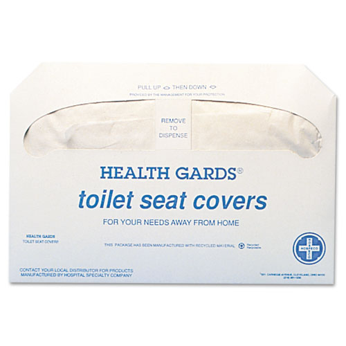 Picture of Health Gards Toilet Seat Covers, 14.25 x 16.5, White, 250 Covers/Pack, 20 Packs/Carton