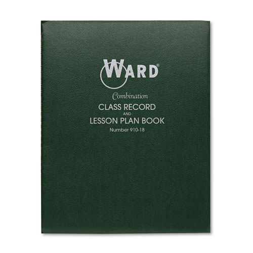 Picture of Combination Record/Plan Book, 9-10 Week Term: 2-Page Spread (38 Students), 2-Page Spread (8 Classes), 11 x 8.5, Green Cover