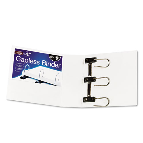 Picture of Gapless Loop Ring View Binder, 3 Rings, 4" Capacity, 11 x 8.5, White